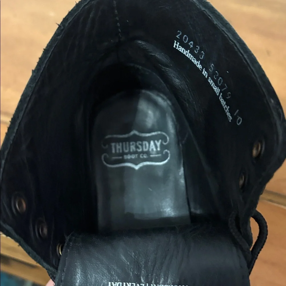 Thursday Captain Black Leather Boots Size 8